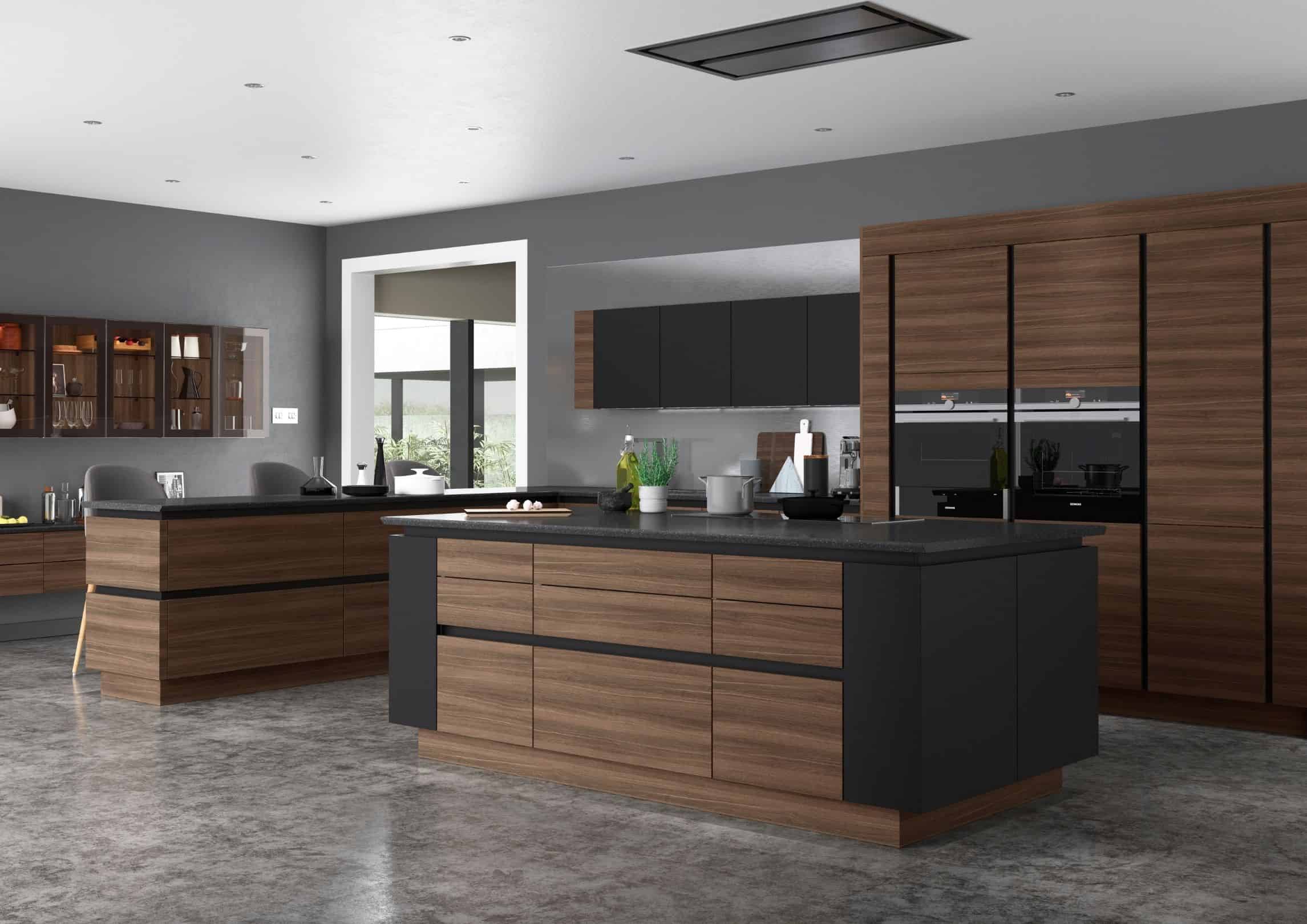 Dark oak Handleless kitchen