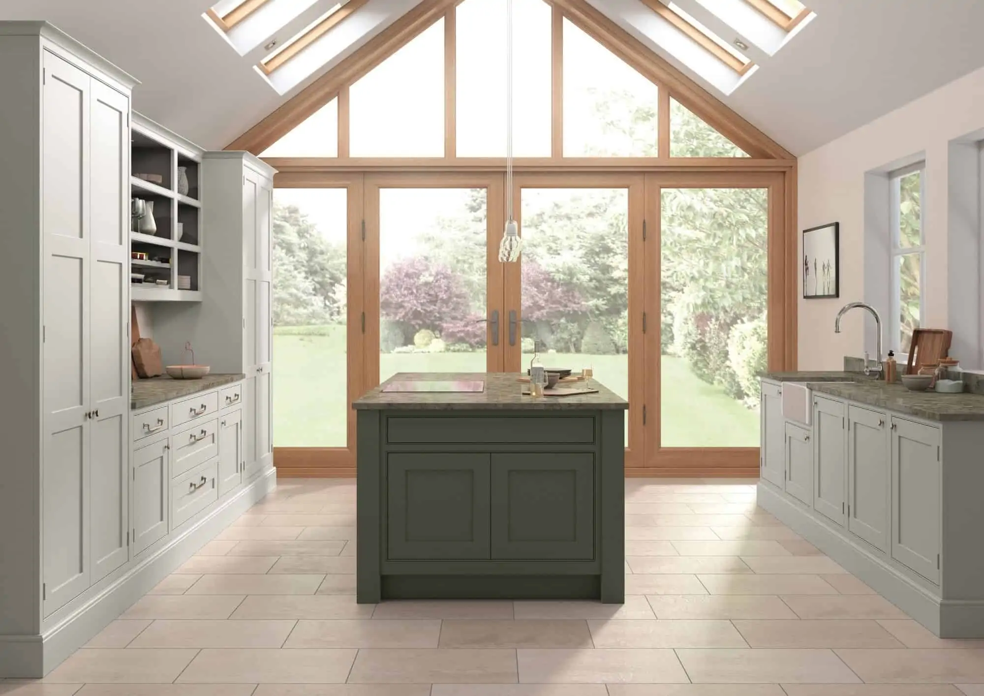Green Kitchen High Ceiling Green Kitchen High Ceiling