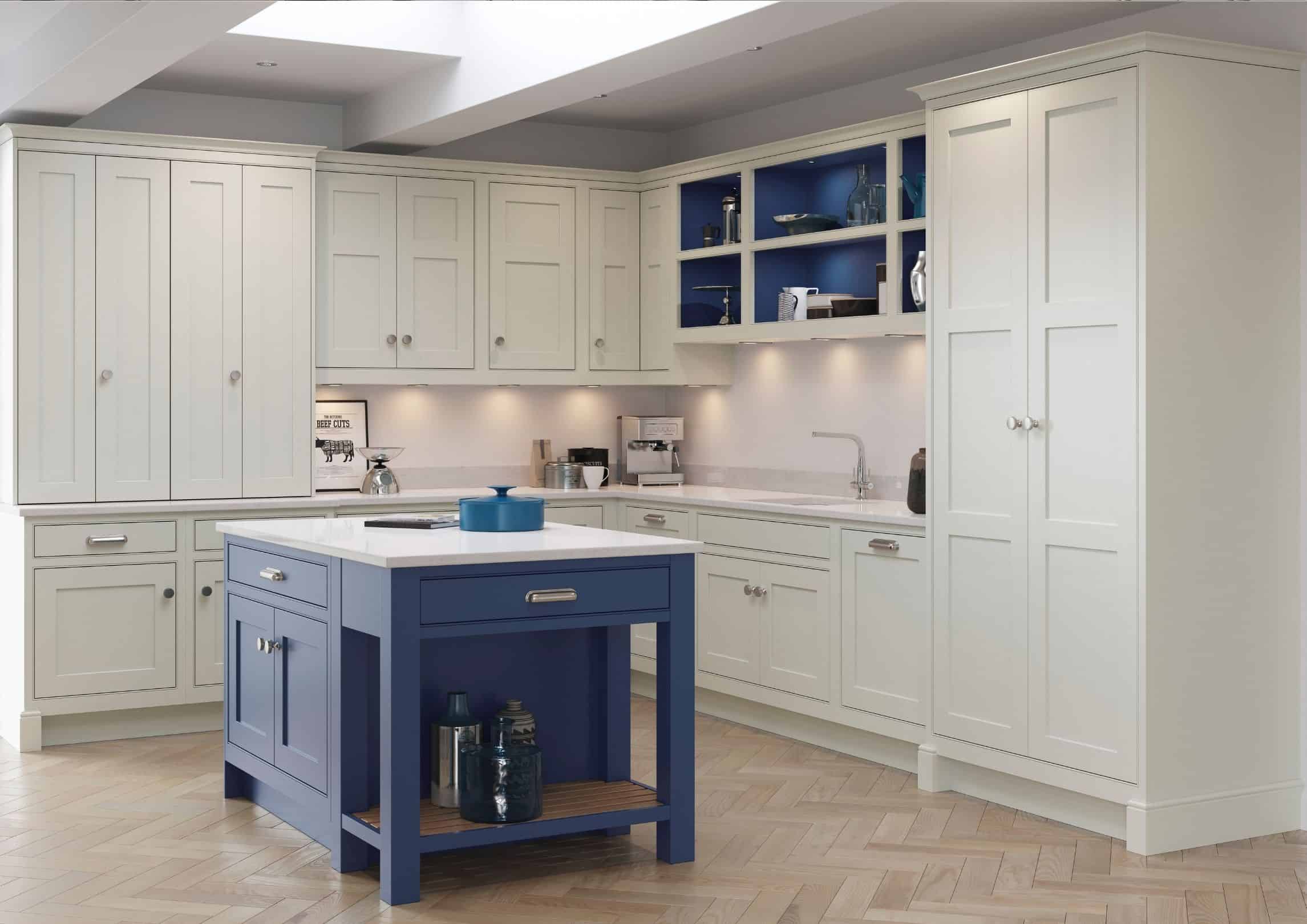 traditional kitchen with blue finish